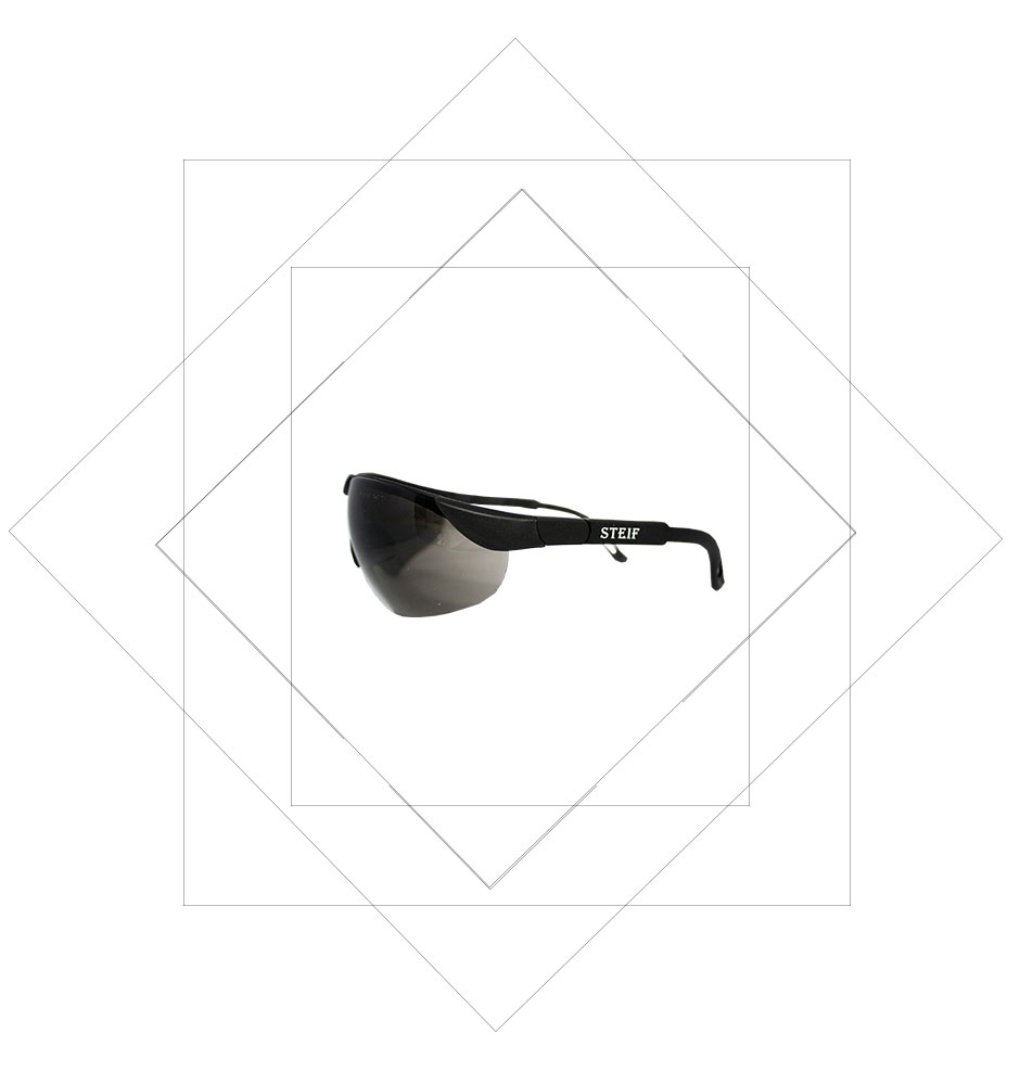 91659L Black Nylon Frame Safety Spectacles, Smoke  lens, clear lens, UV protection, Dust eye protection