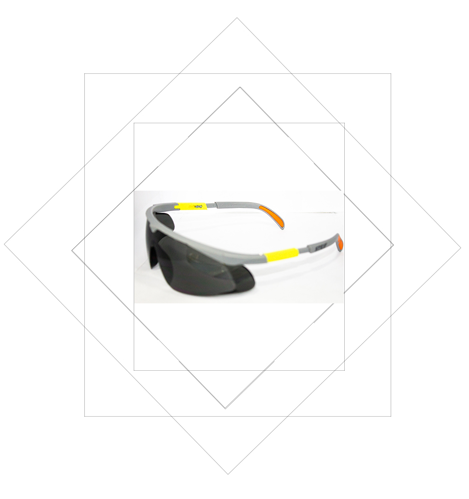 92087 Grey Frame Safety Spectacles-Ultra light, hinge side arms safety goggle.