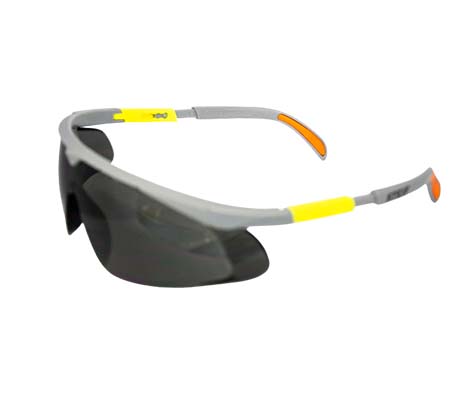  92087 Grey Frame Safety Spectacles-Ultra light, hinge side arms safety goggle.