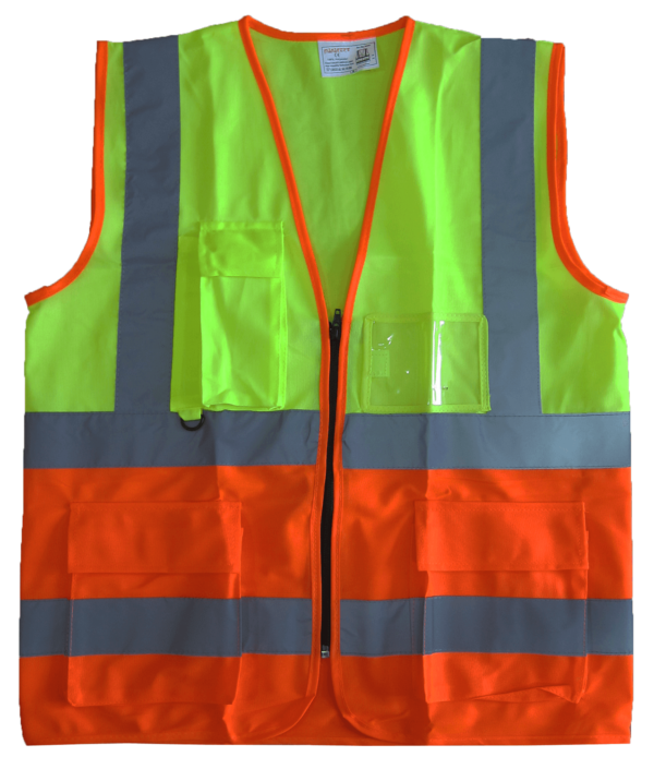  9966 Reflective Vest Yellow/Orange- High Visibility Vest with Zipper and Pocket