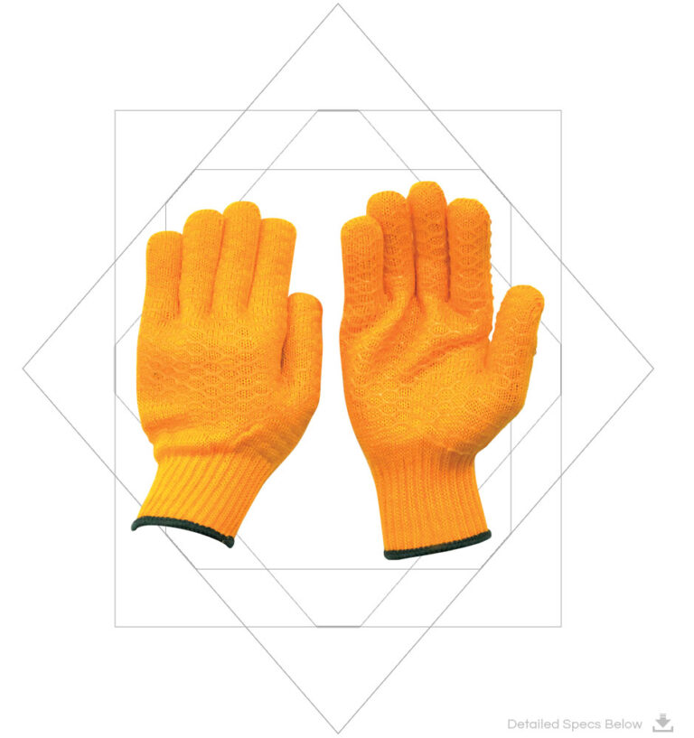 Acrylic PVC Knitted Gloves Crisscross