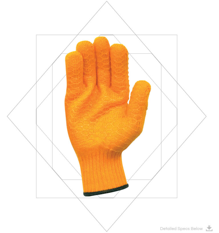  Acrylic PVC Knitted Gloves Crisscross