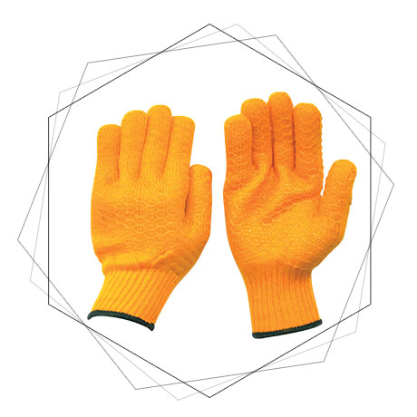 Acrylic PVC Knitted Gloves Crisscross