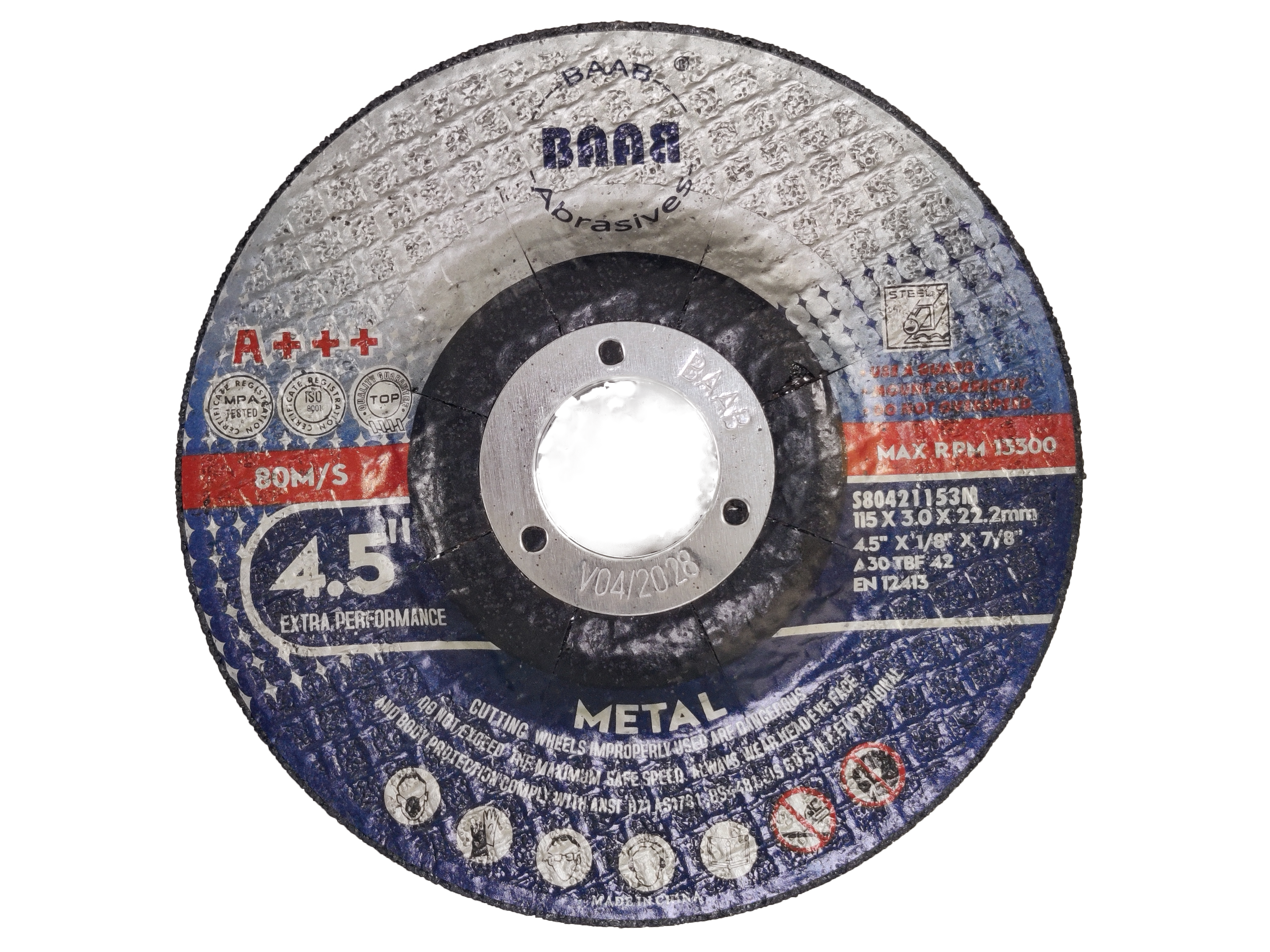  BAAB METAL CUTTING & GRINDING DISC- 4.5 INCH