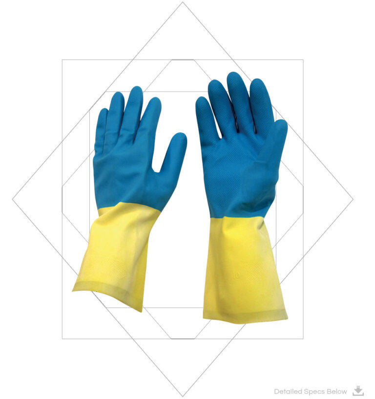 Bicolor Chloroprene Gloves Coated Over Natural Rubber