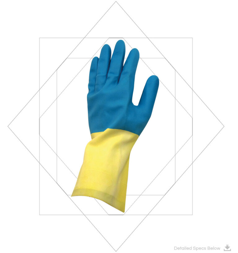 Bicolor Chloroprene Gloves Coated Over Natural Rubber