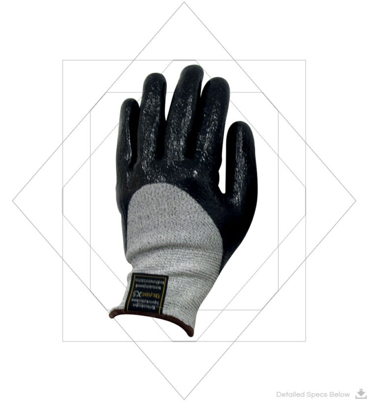 Black X5 Fiber Knitted Cut Resistant Liner Gloves - Dyneema Sandy Nitrile Level 5 Severe Cut Resistant Gloves