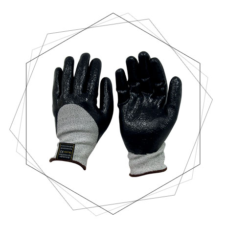  Black X5 Fiber Knitted Cut Resistant Liner Gloves - Dyneema Sandy Nitrile Level 5 Severe Cut Resistant Gloves