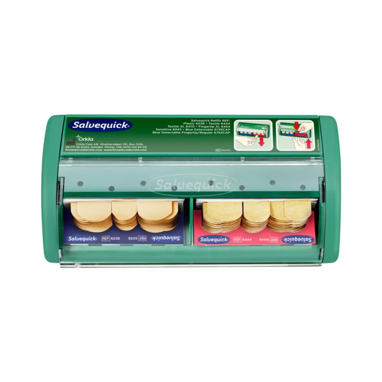  CEDERROTH SALVEQUICK DISPENSR complete with, 40 Textile Plasters (REF 6444) and 45 Plastic Plasters (REF 6036)