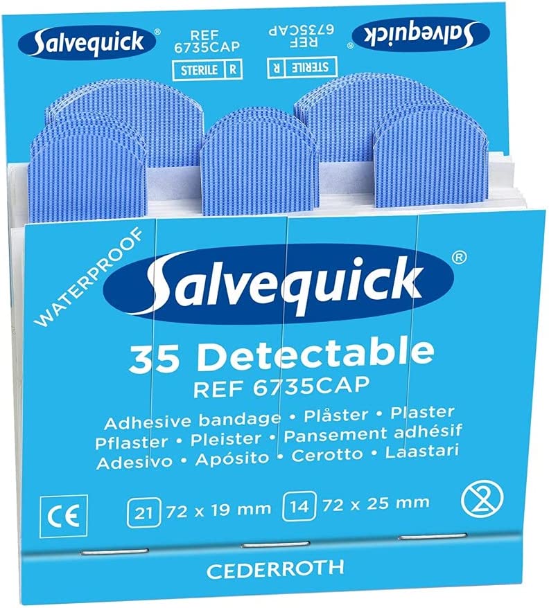  CEDERROTH SALVEQUICK DISPNSR WITH 67 x 35 DETECTABLE PLASTER35 FOR DISPENSER PACK WITH 6375