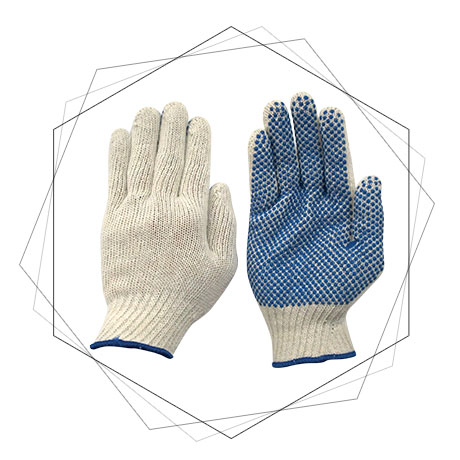 Cotton Seamless Knitted Gloves With PVC Dots - Cotton Seamless Gloves with PVC Dots