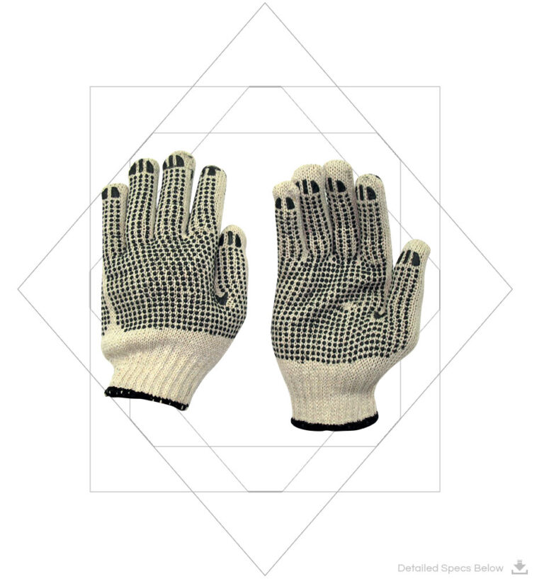 Cotton Seamless Knitted Gloves With PVC Dots On Both Sides