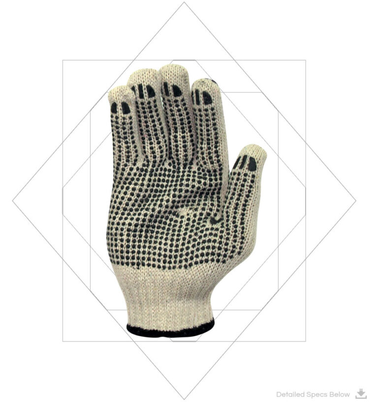 Cotton Seamless Knitted Gloves With PVC Dots On Both Sides