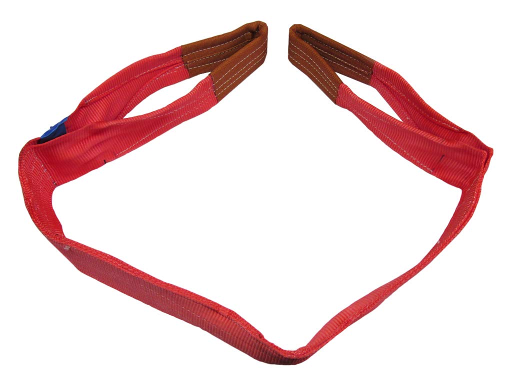  Double Ply Polyester, webbing sling Red sling with lifting eyes- Safety Factor 7-1 Web belt sling