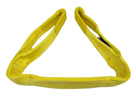 Double Ply Polyester, webbing sling Yellow sling with lifting eyes- Safety Factor 6-1 Web belt sling