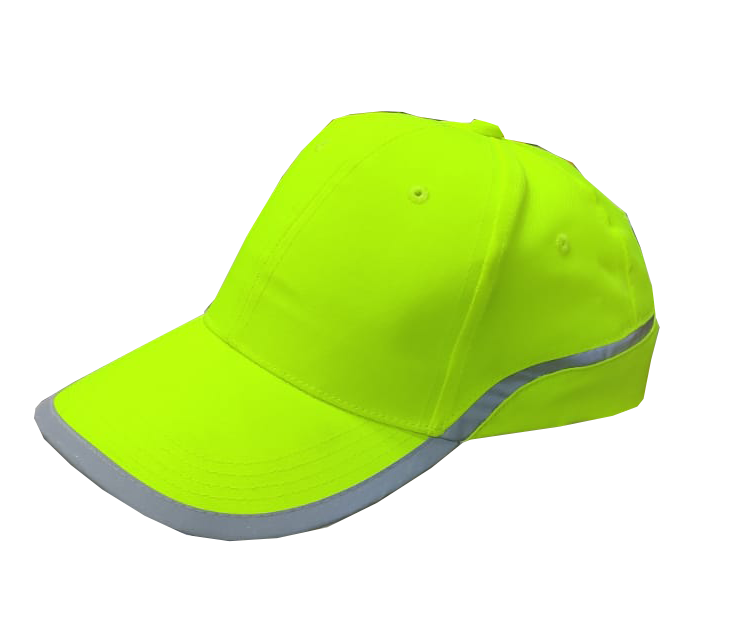 Fluorescent Reflective Cap -High Visibility Safety Unstructured Cap With Reflective Stripes Fluorescent