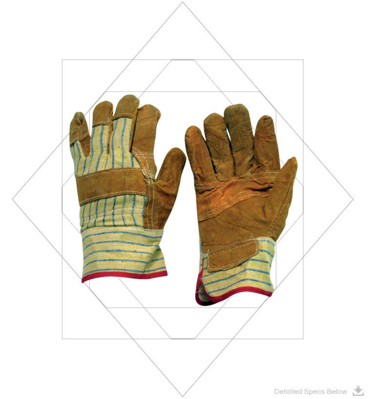 Grey Cowsplit Leather A-Grade Gloves Double Palm L22