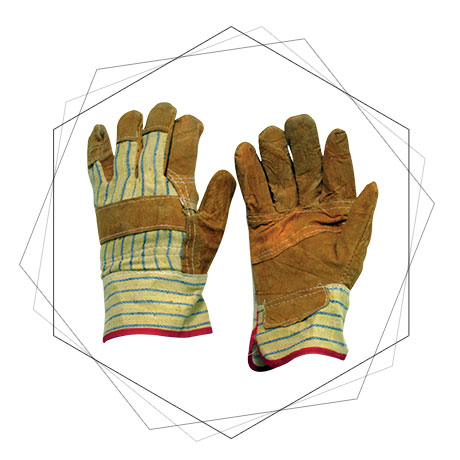 Grey Cowsplit Leather A-Grade Gloves Double Palm L22