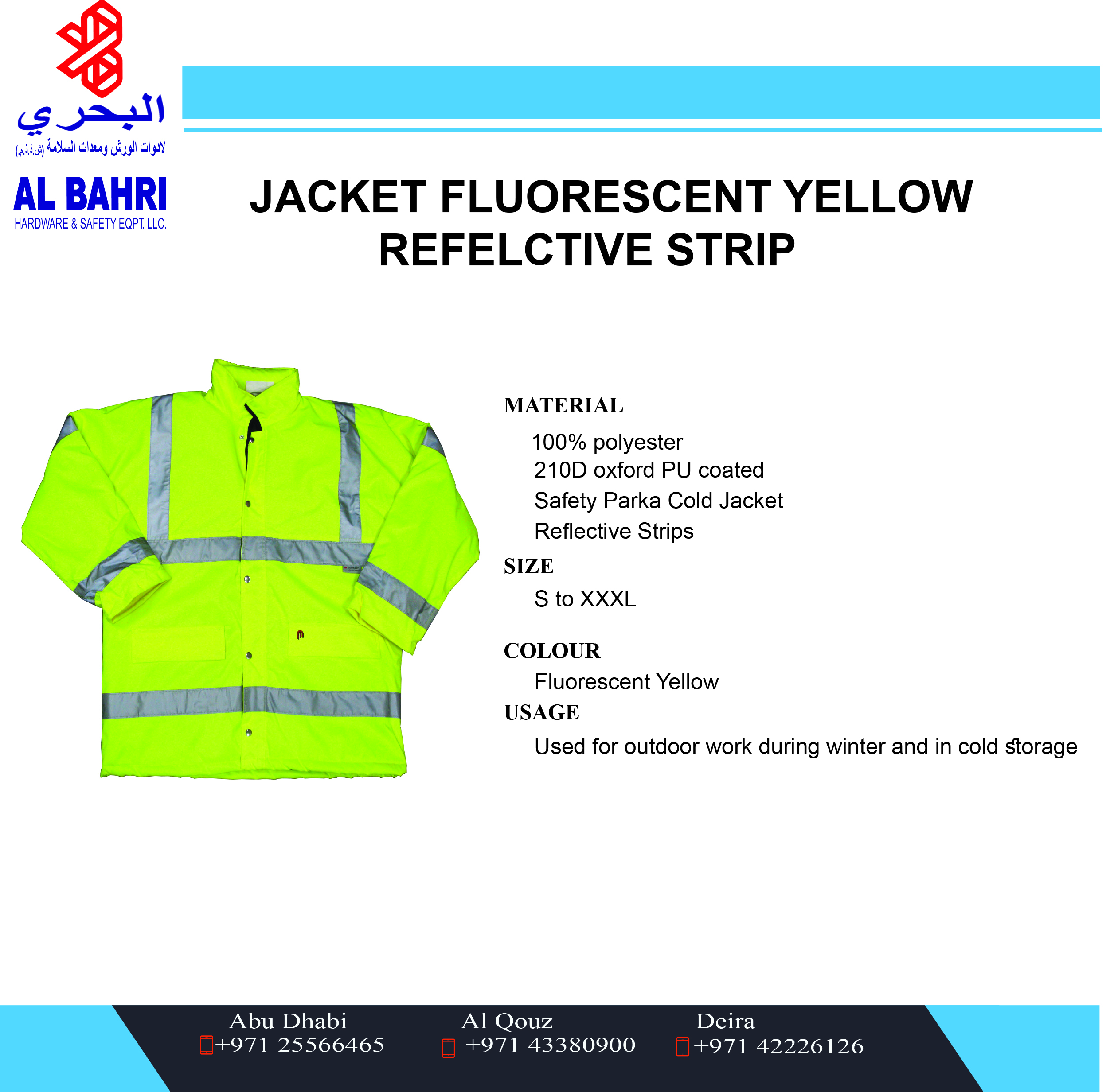 High visibility Yellow Jacket With Reflective Stripe- Safety Jacket