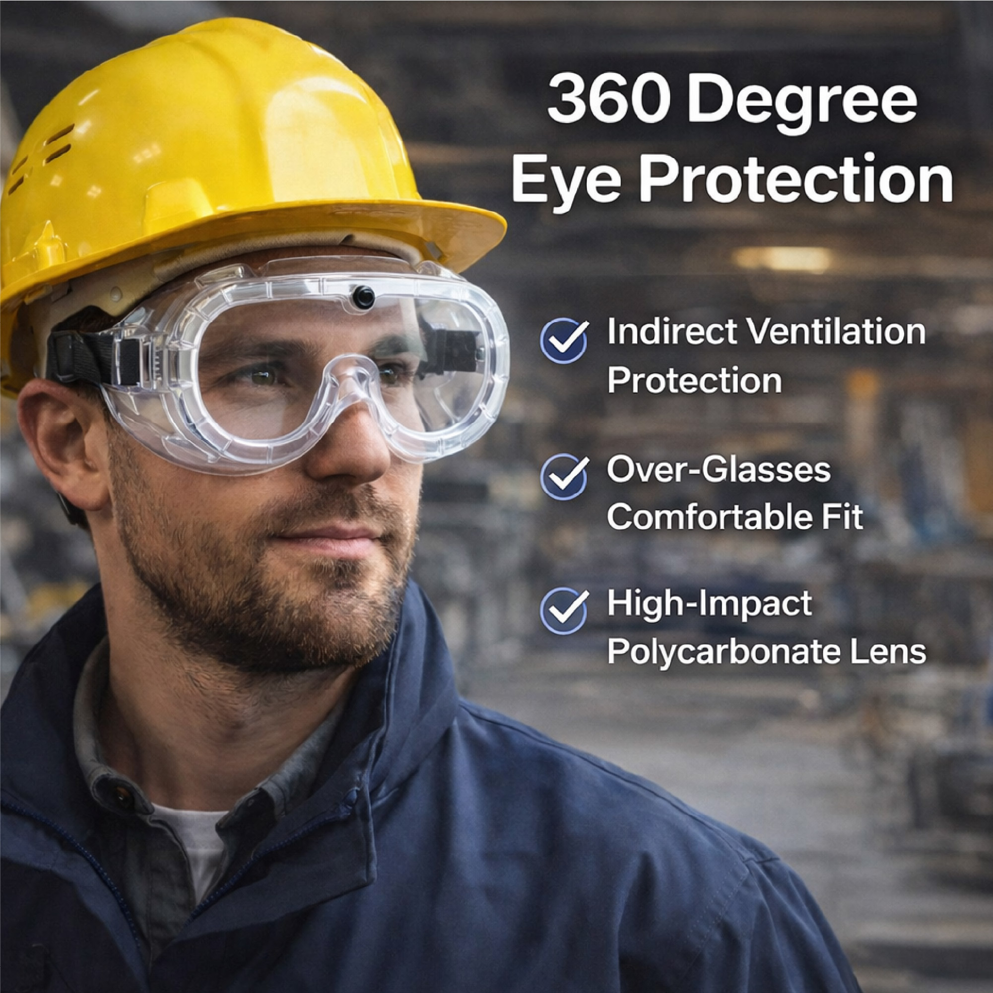 INDIRECT VENT GOGGLES  204 with PC (Poly Carbonate) Lens by STEIF,INDIRECT VENT 204  Safety GOGGLES  with PC (Poly Carbonate) Lens by STEIF