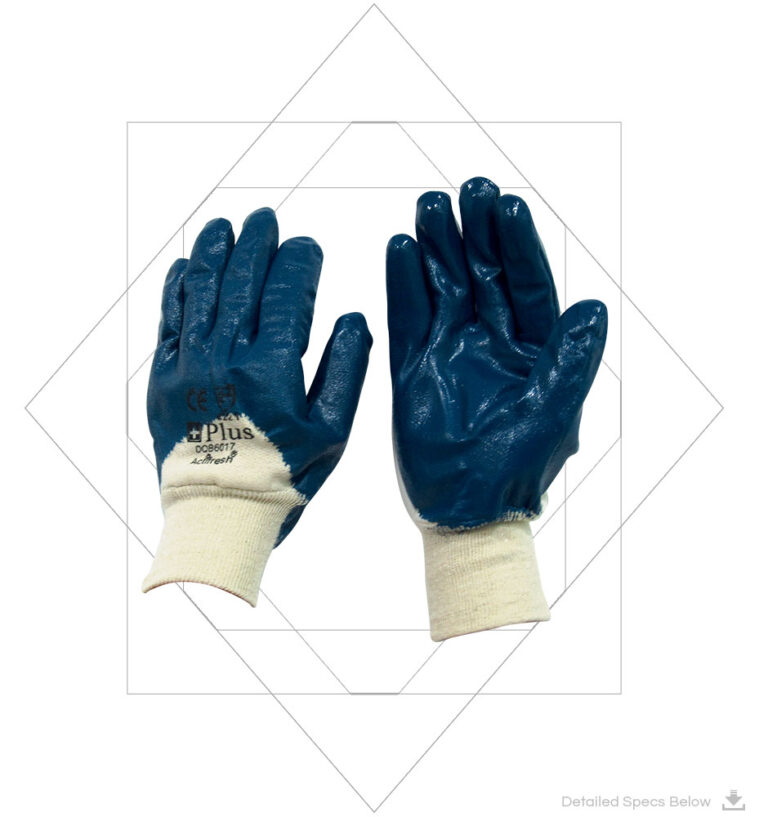  Nitrile Full Coated Gloves With Knit Wrist