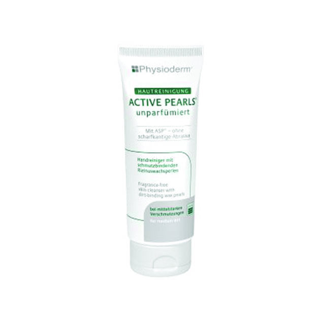  Physioderm Active Pearls 200ML (Heavy Dirt), skin protection cream  Properties:  Contains dirt-binding castor-oil wax pearls Skin is not affected by abrasive scrubbing agents Remove dirt particles without affecting the skin.
