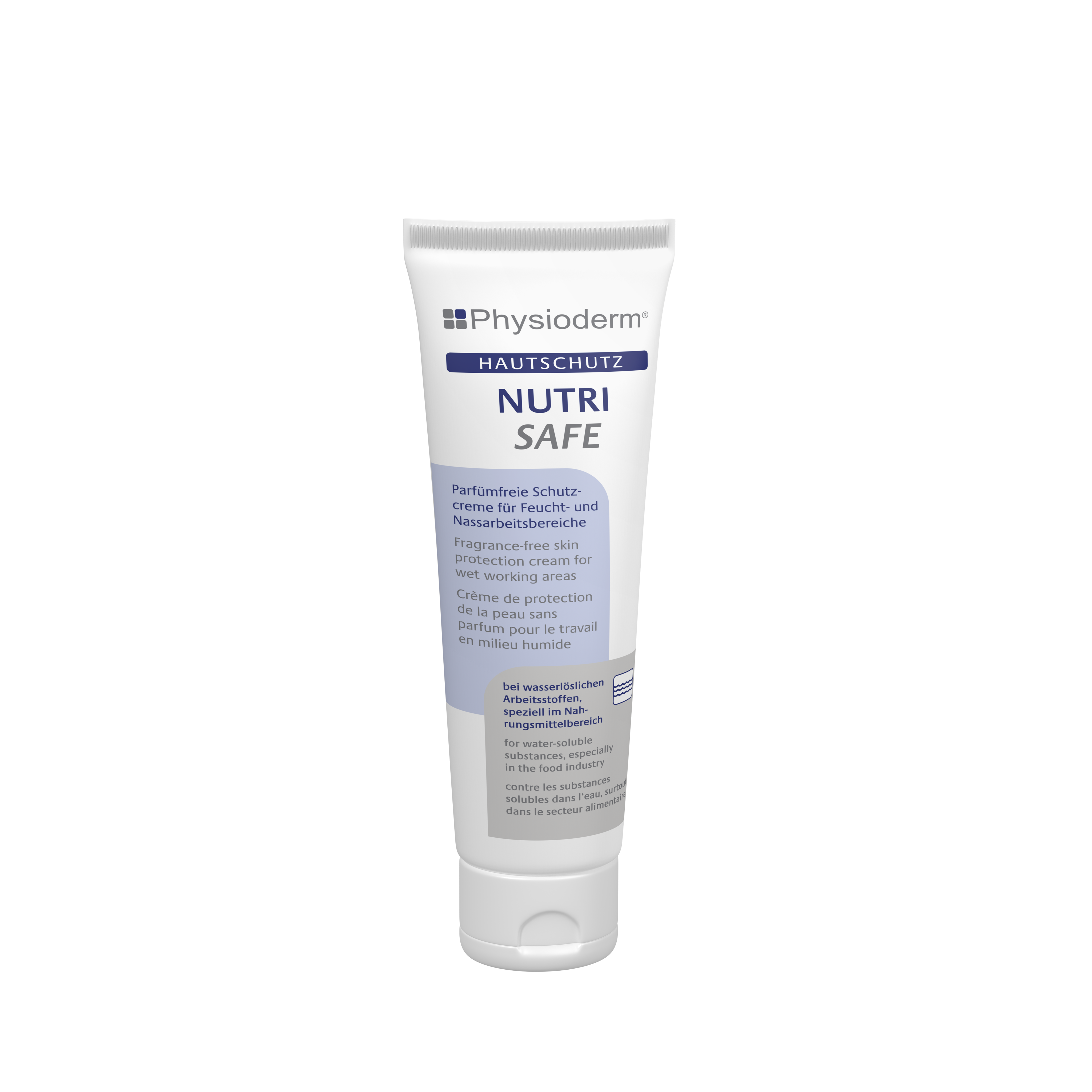  Physioderm Nutri Safe 100ML (Water Soluble), Rapid absorption skin protection gel  Properties:  Food secure  Rapid absorption  Silicone-free.  Fragrance- and perfume-free.  HACCP-compliant.