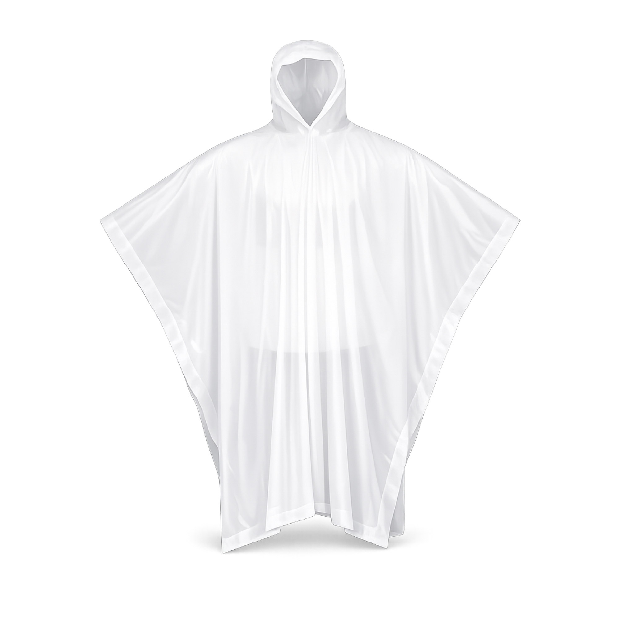  Polyethene Clear Poncho With Hood, Water Resistant, Reusable Rain Coat