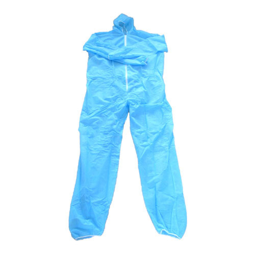  SMS Blue P.P Non-Woven Coverall with Zipper and Flap attached Hood