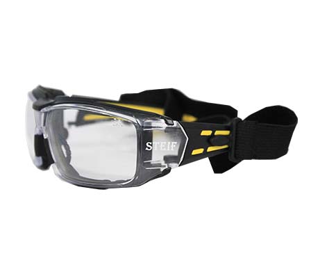  TF388 Black Frame Foam Yellow & Black Temple Clear Lens Anti-fog Safety Spectacles
