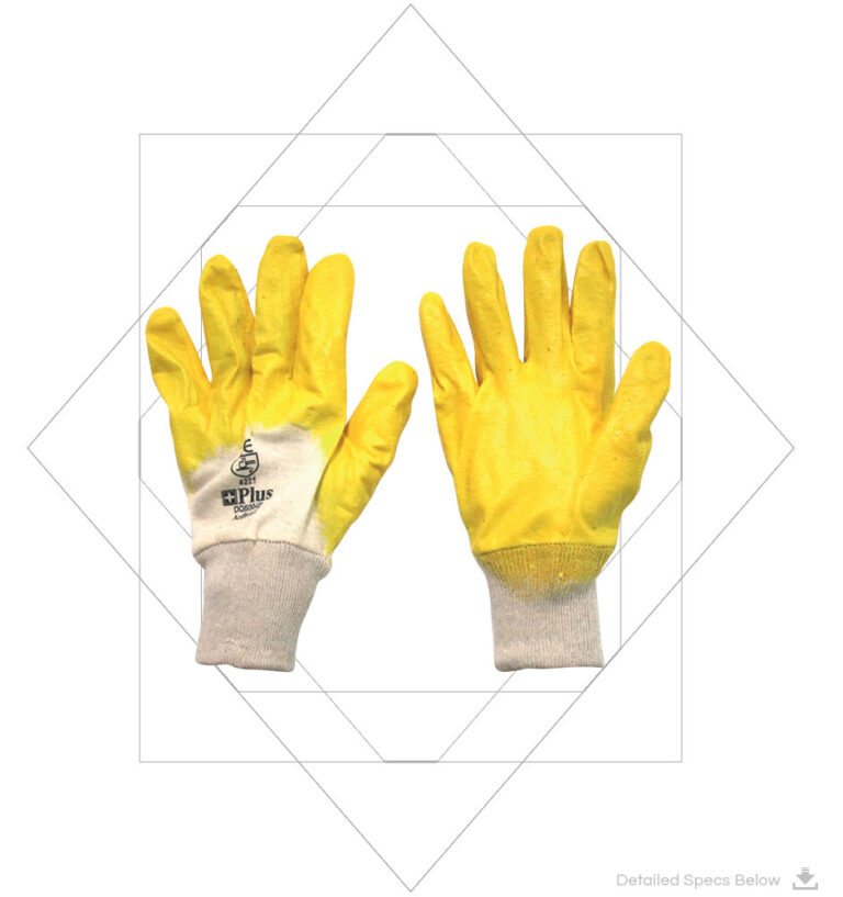  Yellow Nitrile Knit Wrist - Nitrile Full Coated Gloves With Knit Wrist
